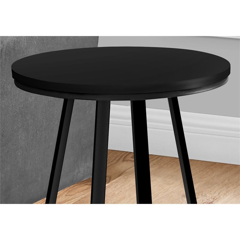 Pemberly Row Round Side Table with Black X-Base Metal Frame in Black