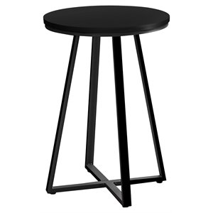 Pemberly Row Round Side Table with Black X-Base Metal Frame in Black