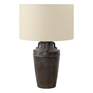 Pemberly Row 28&quot Black Ceramic Table Lamp with Aged Texture and Beige Shade