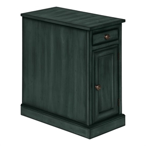 Pemberly Row 24&quot Antique Blue Veneer Side Table with Drawer and Cabinet Storage