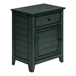 Pemberly Row 25&quot Antique Blue Veneer Coastal Accent Table with Drawer & Cabinet