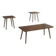 Pemberly Row 3-Piece Dark Walnut Laminate Coffee & End Table Set with Wood Legs