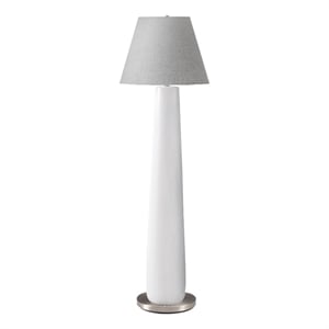 Pemberly Row 62&quot Floor Lamp in White Resin with Gray Fabric Shade