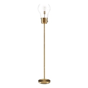 Pemberly Row 71&quot Antique Brass Metal Floor Lamp with Exposed Bulb Design