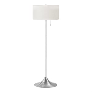 Pemberly Row 61&quot Contemporary Floor Lamp in Silver Metal with Cream Drum Shade