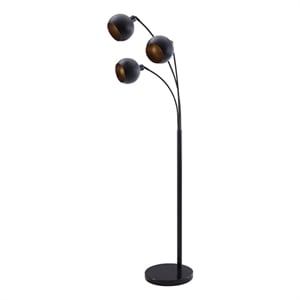Pemberly Row 71&quot Black Metal Floor Lamp with Marble Base and Tilt Shade