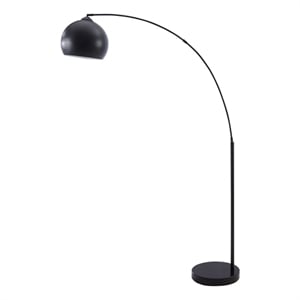 Pemberly Row Contemporary 74&quot Arc Floor Lamp in Sleek Black Metal