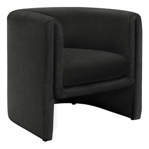 Pemberly Row Contemporary 29&quot Barrel Accent Chair in Black Fabric