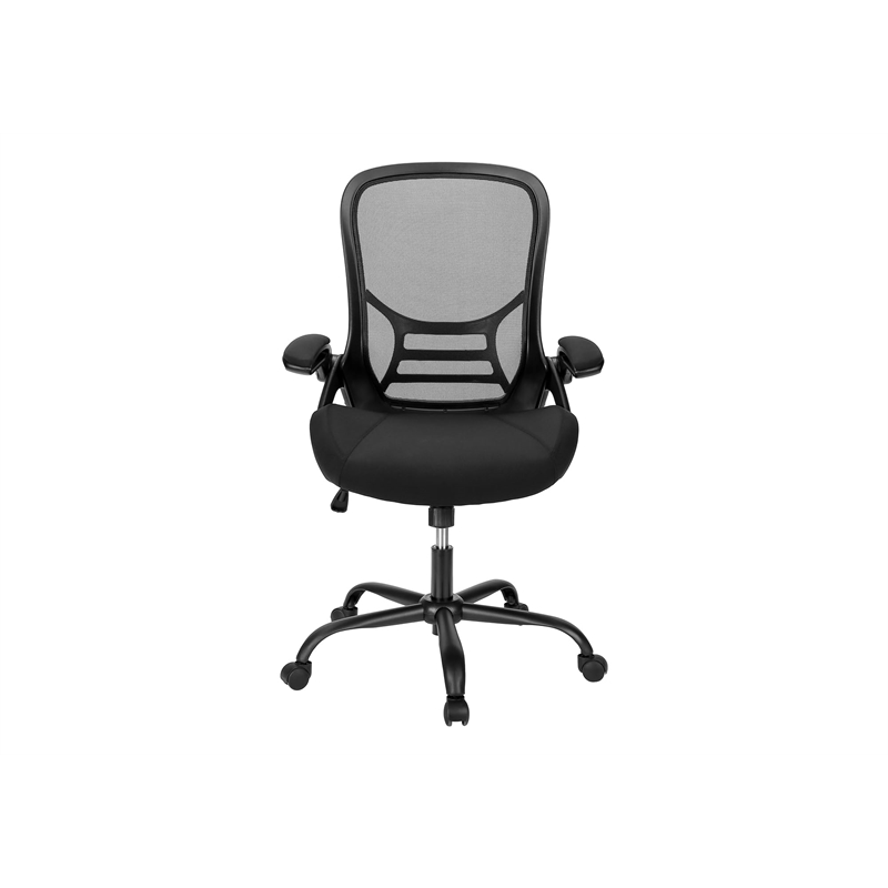 Pemberly Row Mid-Back Mesh Office Chair with Flip-Up Arms in Black