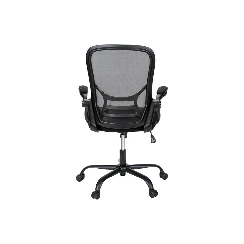 Pemberly Row Mid-Back Mesh Office Chair with Flip-Up Arms in Black