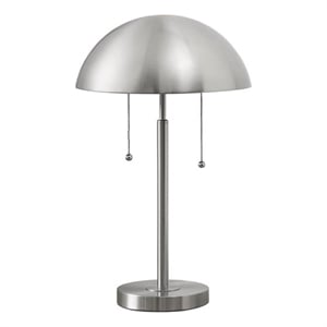 Pemberly Row 20&quot Silver Metal Table Lamp with Mushroom Dome Shade