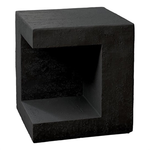 Pemberly Row 25&quot Square Cube Indoor/Outdoor Accent Table in Black