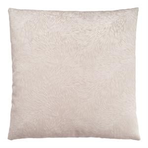 Pemberly Row 18x18 Velvet Feathered Pattern Accent Throw Pillow in Light Taupe