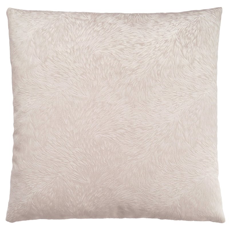 Pemberly Row 18x18 Velvet Feathered Pattern Accent Throw Pillow in Light Taupe