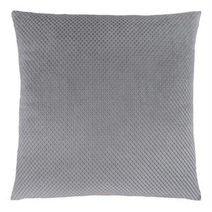 Pemberly Row 18x18 Diamond Velvet Accent Throw Pillow in Silver
