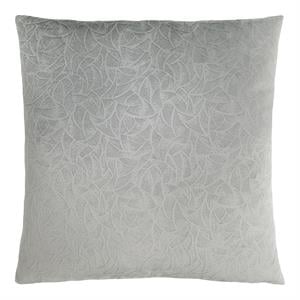 Pemberly Row 18x18 Floral Velvet Accent Throw Pillow in Light Gray