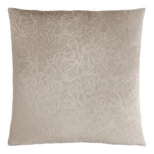 Pemberly Row 18x18 Floral Velvet Accent Throw Pillow in Taupe