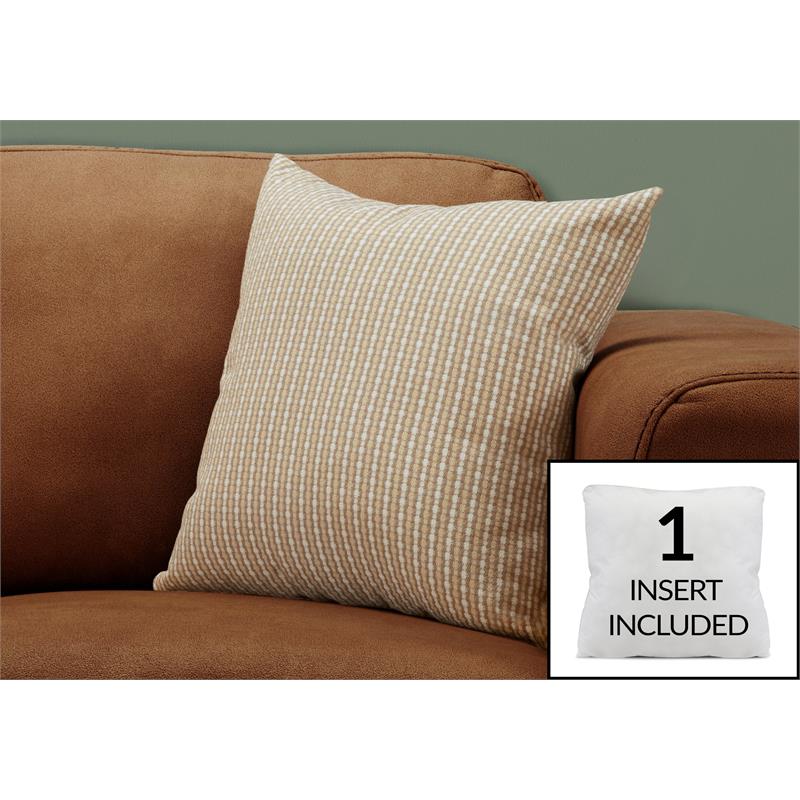 Pemberly Row 18x18 Woven Dot Pattern Accent Throw Pillow in Taupe
