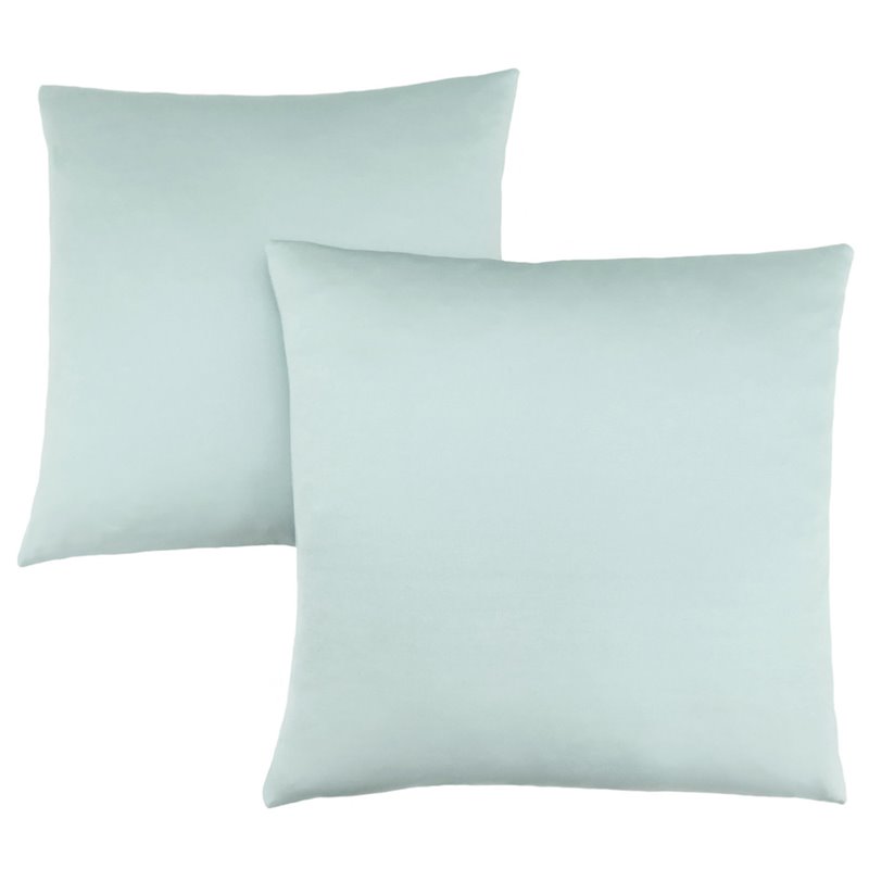 Pemberly Row 18x18 Satin Accent Throw Pillow Set of 2 in Mint Blue