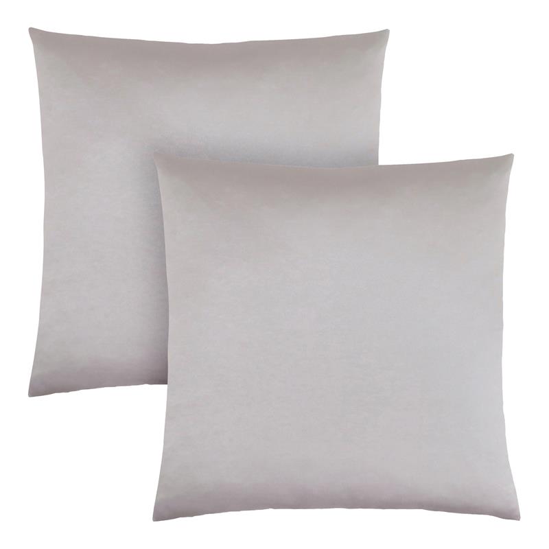 Pemberly Row 18x18 Satin Accent Throw Pillow Set of 2 in Silver