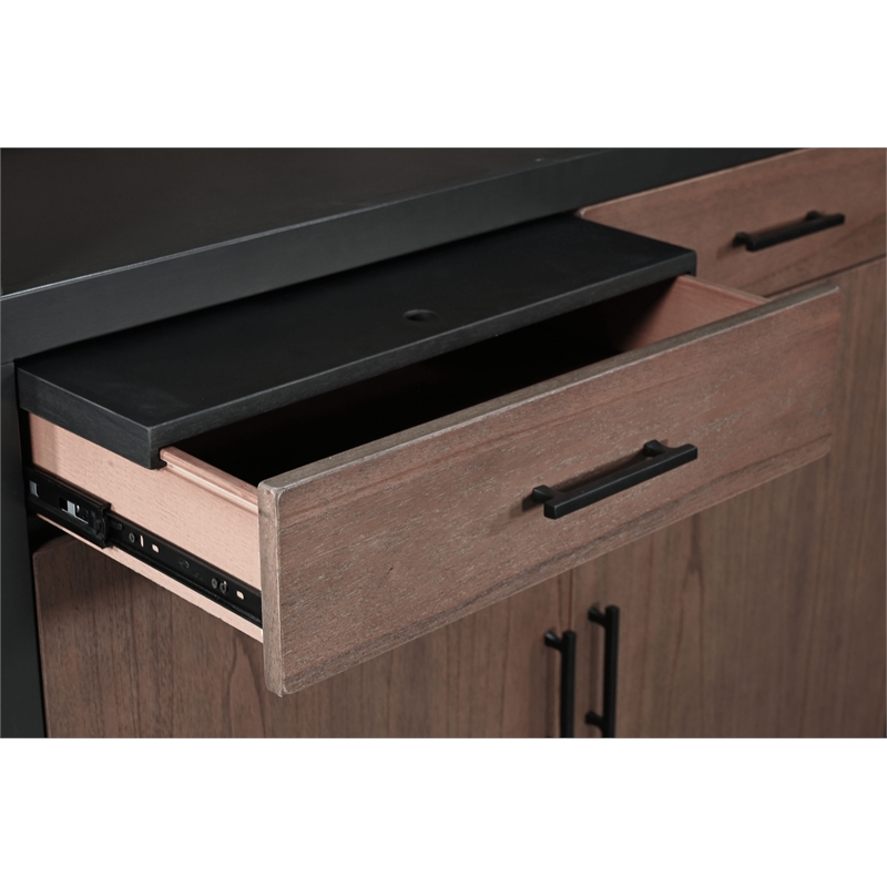 Pemberly Row Arched Bar Cabinet with Power Strip and USB Ports