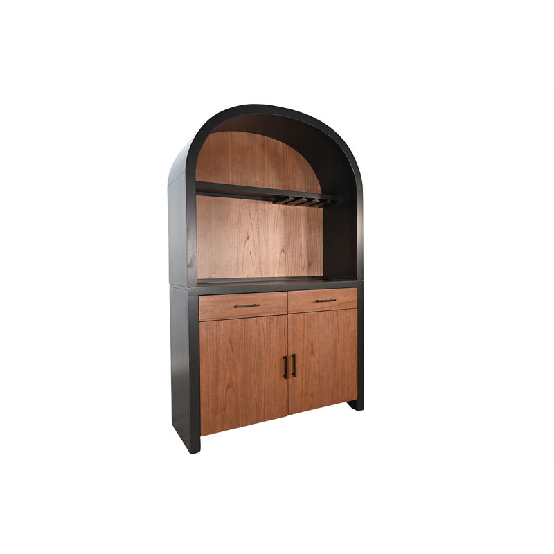 Pemberly Row Arched Bar Cabinet with Power Strip and USB Ports