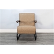 Pemberly Row Industrial Accent Chair with Metal Frame and Wood Arms