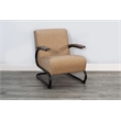 Pemberly Row Industrial Accent Chair with Metal Frame and Wood Arms