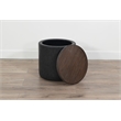 Pemberly Row Round Upholstered Storage Ottoman with Removable Wood Lid