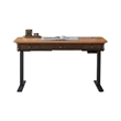 Pemberly Row Executive Electric Sit-Stand Desk w/ Solid Wood Plank Top in Brown