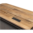 Pemberly Row Executive L-Desk and Return with Solid Wood Plank Top in Brown