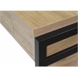 Pemberly Row Wood L-Desk with Return & Power Center & Pencil Drawer in Brown