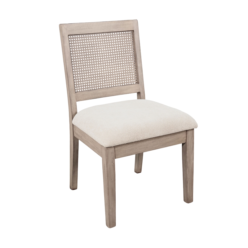 Pemberly Row Cane Back Wood Dining Chair with Cushioned Seat (Set of 2)