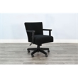 Pemberly Row Contemporary Swivel Game Chair with Casters and Wood Arms