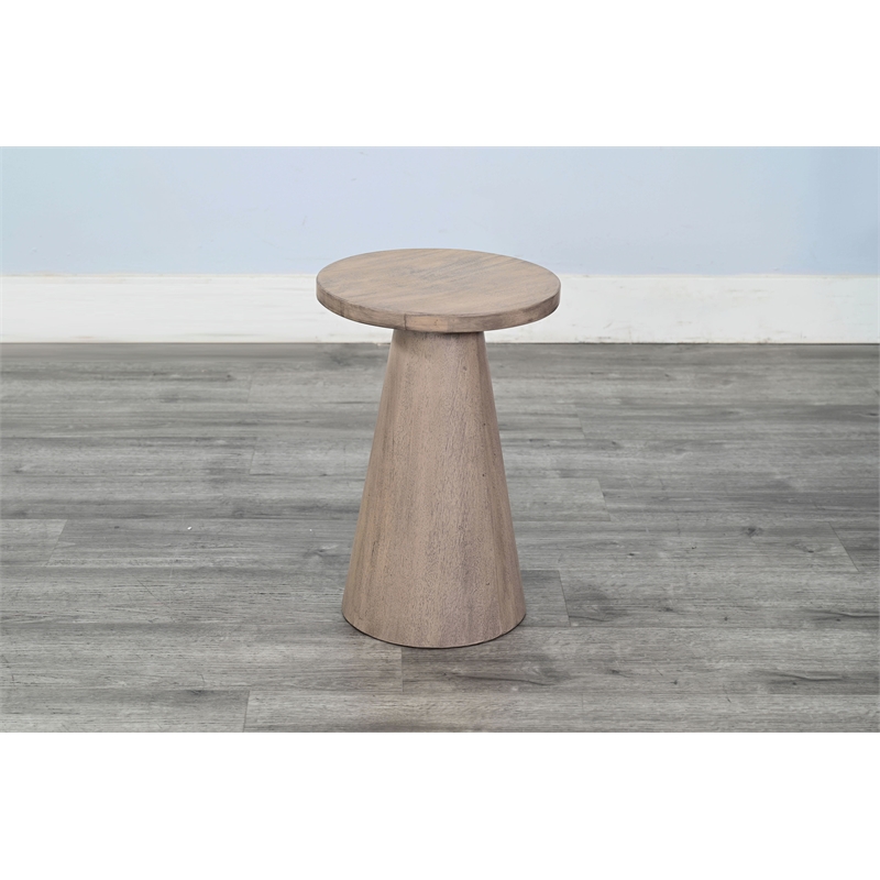 Pemberly Row Contemporary Solid Wood Cone Pedestal Side Table - 19