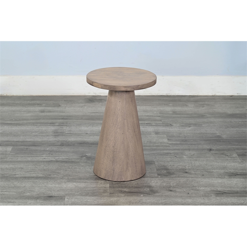 Pemberly Row Contemporary Solid Wood Cone Pedestal Side Table - 19