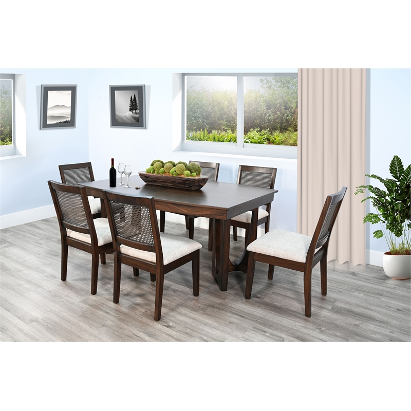 Pemberly Row Mahogany 7-Piece Extension Dining Set in Coffee Bean Finish