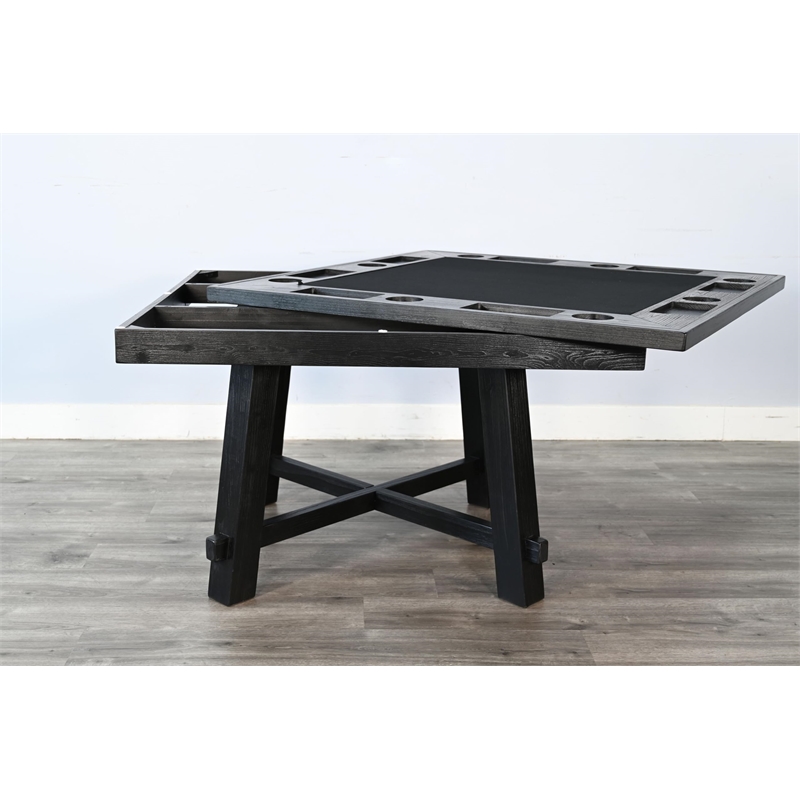 Pemberly Row Black Square Reversible Poker and Dining Table with Storage