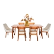 Pemberly Row Mid-Century Solid Wood 7-Piece Dining Set with Tapered Legs