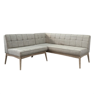 Pemberly Row Tufted Upholstered Corner Dining Bench with Tapered Legs