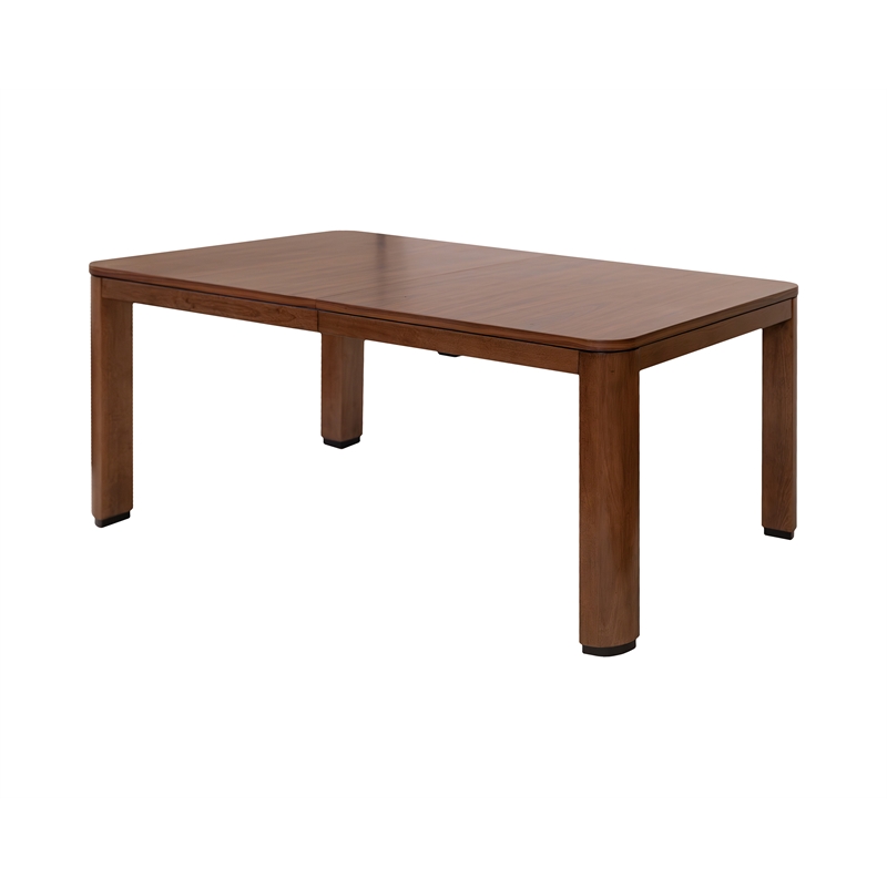 Pemberly Row Wood Dining Table Set with 6 Upholstered Chairs in Walnut