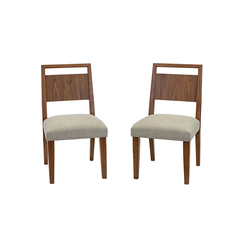 Pemberly Row Wood Dining Table Set with 6 Upholstered Chairs in Walnut