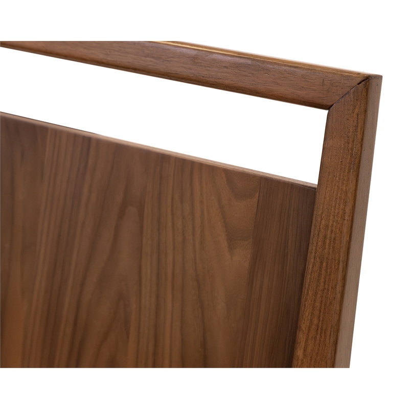 Pemberly Row Wood Dining Table Set with 6 Upholstered Chairs in Walnut