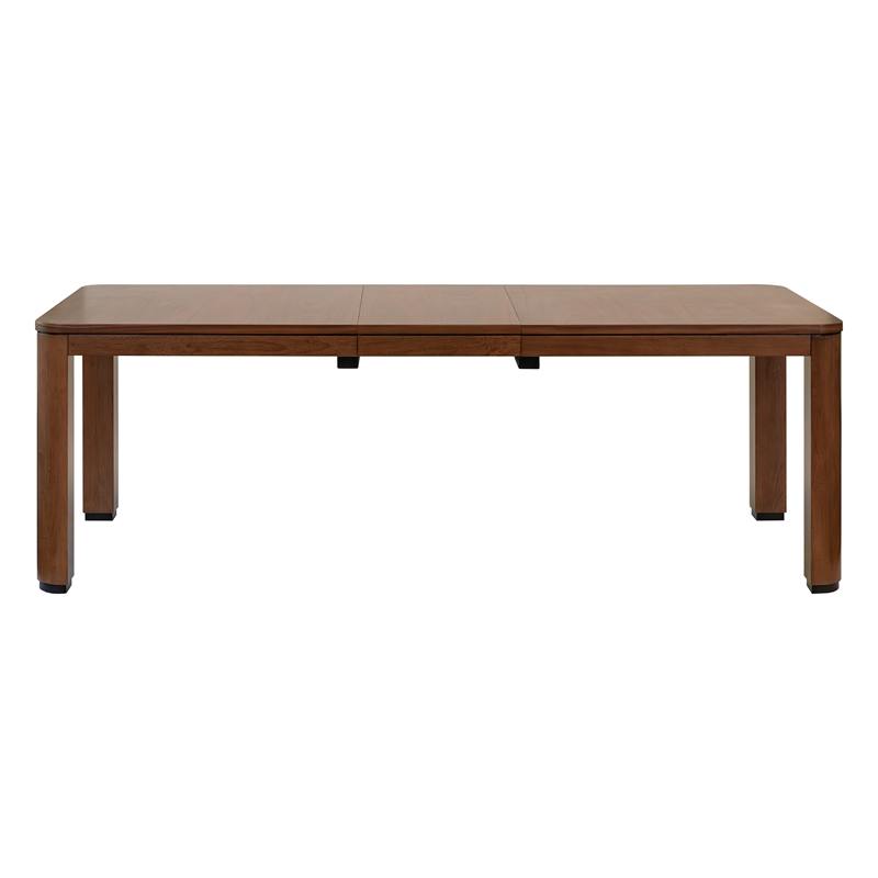 Pemberly Row Wood Dining Table Set with 6 Upholstered Chairs in Walnut