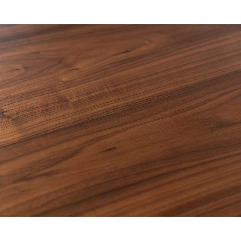 Pemberly Row Wood Dining Table Set with 6 Upholstered Chairs in Walnut
