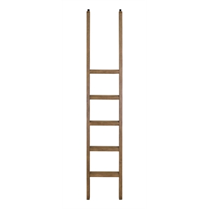 Pemberly Row Traditional 5-Step Decorative Wood Ladder with Metal Hooks in Brown