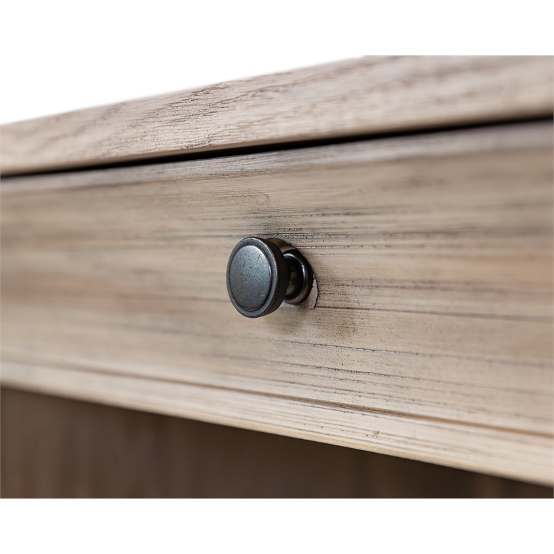 Pemberly Row Traditional Wood Credenza with Locking File Drawers in Natural Oak