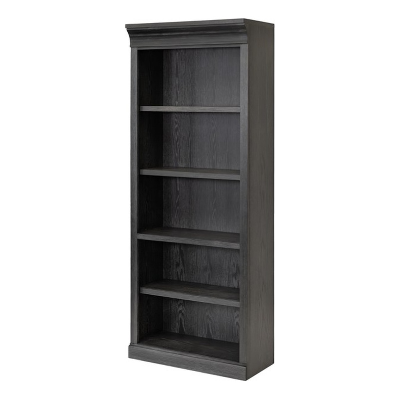 Pemberly Row Traditional Wood Open Bookcase with 4 Shelves in Black