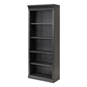 Pemberly Row Traditional Wood Open Bookcase with 4 Shelves in Black