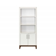 Pemberly Row Contemporary Laminate Wood Bookcase with Doors in Soft White